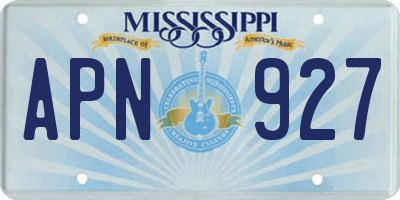 MS license plate APN927