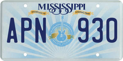 MS license plate APN930