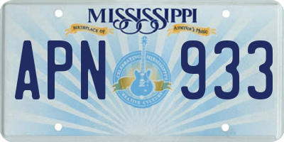 MS license plate APN933