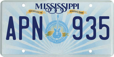 MS license plate APN935