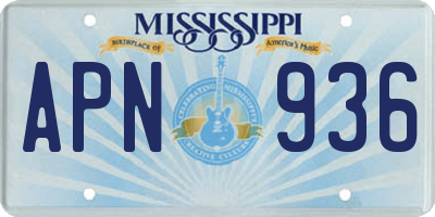MS license plate APN936