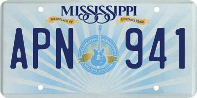 MS license plate APN941