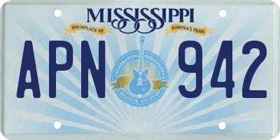 MS license plate APN942