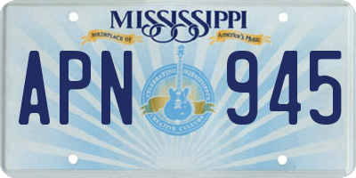 MS license plate APN945
