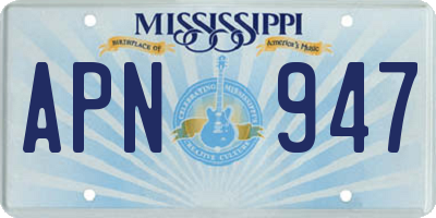 MS license plate APN947