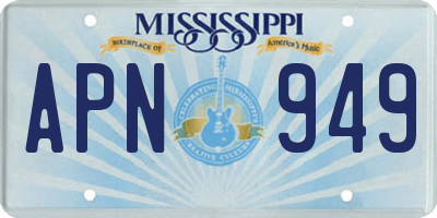 MS license plate APN949