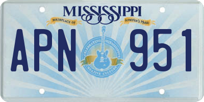 MS license plate APN951
