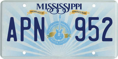 MS license plate APN952