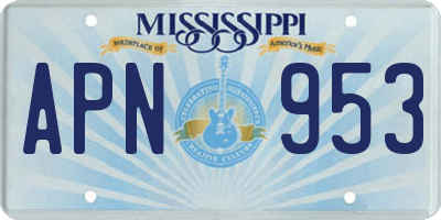 MS license plate APN953