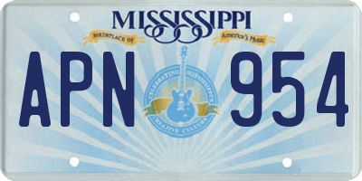 MS license plate APN954