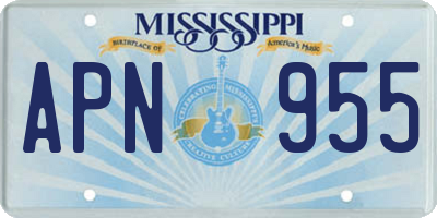 MS license plate APN955