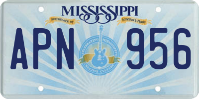 MS license plate APN956