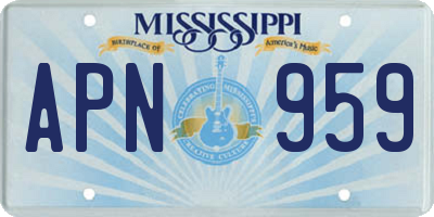 MS license plate APN959