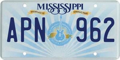 MS license plate APN962