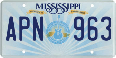 MS license plate APN963