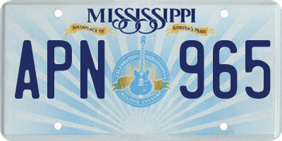 MS license plate APN965