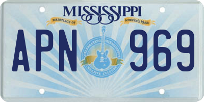 MS license plate APN969