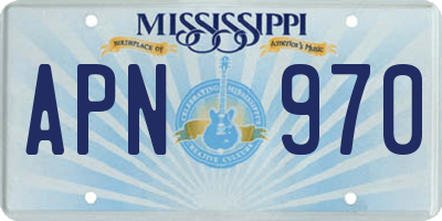 MS license plate APN970