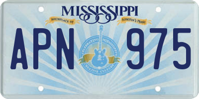 MS license plate APN975