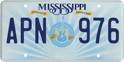 MS license plate APN976