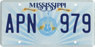 MS license plate APN979