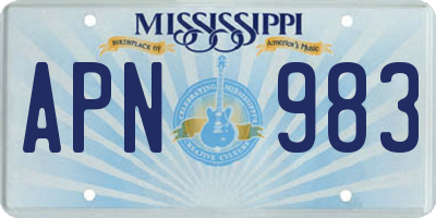 MS license plate APN983