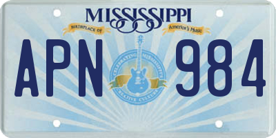 MS license plate APN984