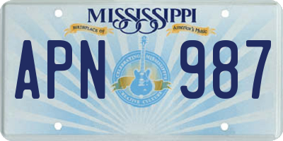 MS license plate APN987