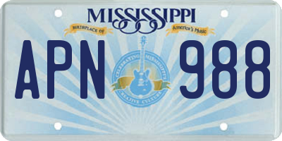 MS license plate APN988