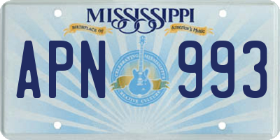 MS license plate APN993