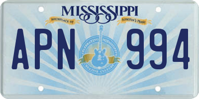 MS license plate APN994