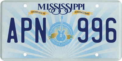 MS license plate APN996