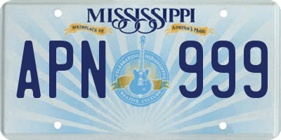 MS license plate APN999