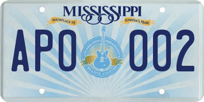 MS license plate APO002