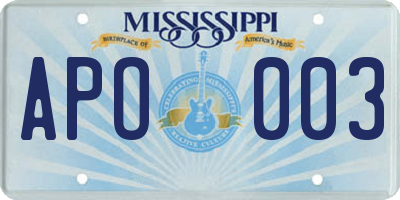 MS license plate APO003
