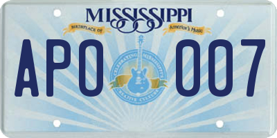 MS license plate APO007