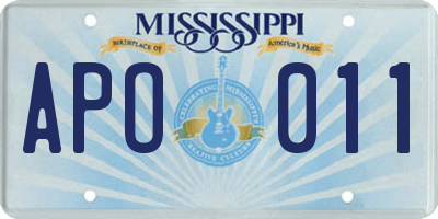 MS license plate APO011