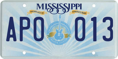 MS license plate APO013