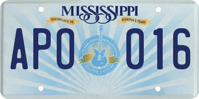 MS license plate APO016