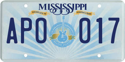 MS license plate APO017