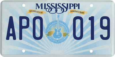 MS license plate APO019