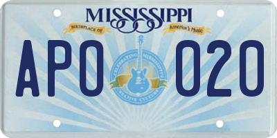 MS license plate APO020