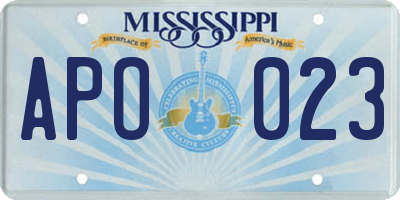 MS license plate APO023
