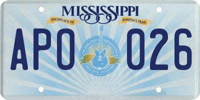 MS license plate APO026