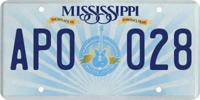 MS license plate APO028