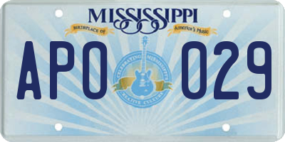 MS license plate APO029