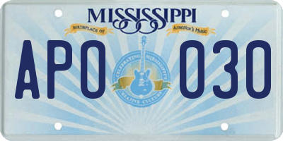 MS license plate APO030