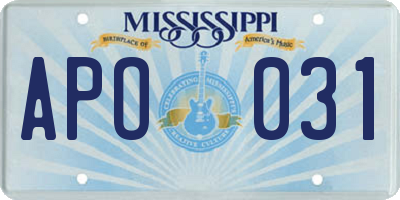 MS license plate APO031