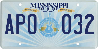 MS license plate APO032