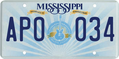 MS license plate APO034